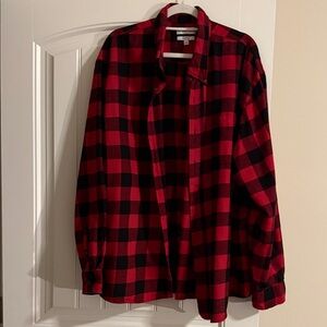Saddlebred Big & Tall Red and Black Plaid Casual Button Down Shirt